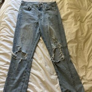 Zara Light Wash Distressed Straight Leg Jeans Size 4